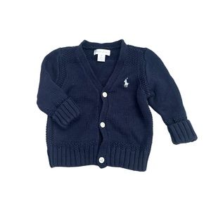 Ralph Lauren French Navy Combed Cotton V-Neck Cardigan